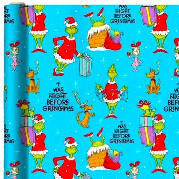Dr Suess Grinch, Max & Cindy Lou Who Gift Wrapping Paper - Picture 1 of 2